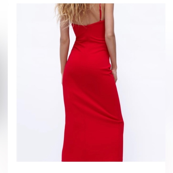 ZARA RED MIDI DRESS - Picture 2 of 4